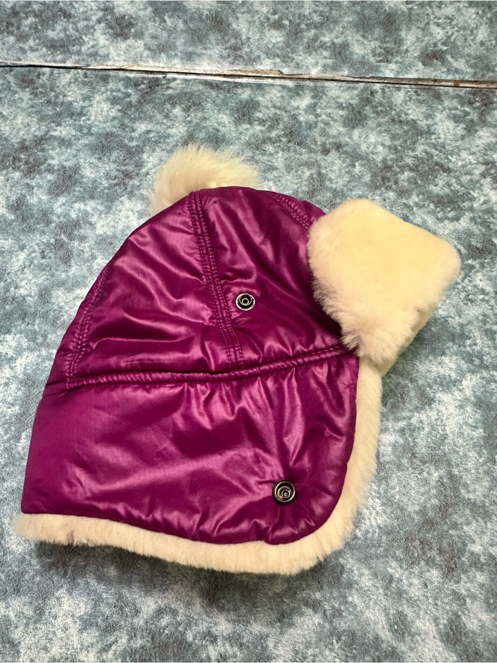 UGG Purple Faux-Fur Trim Trapper Hat for Kids 2-4